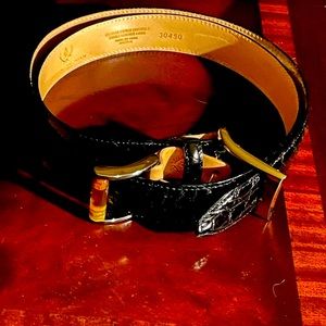 CROCODILE/ALLIGATOR BELT NEW, SZ-42  BEAUTIFUL BLACK COLOR BY MARTAIN DINGMAN.